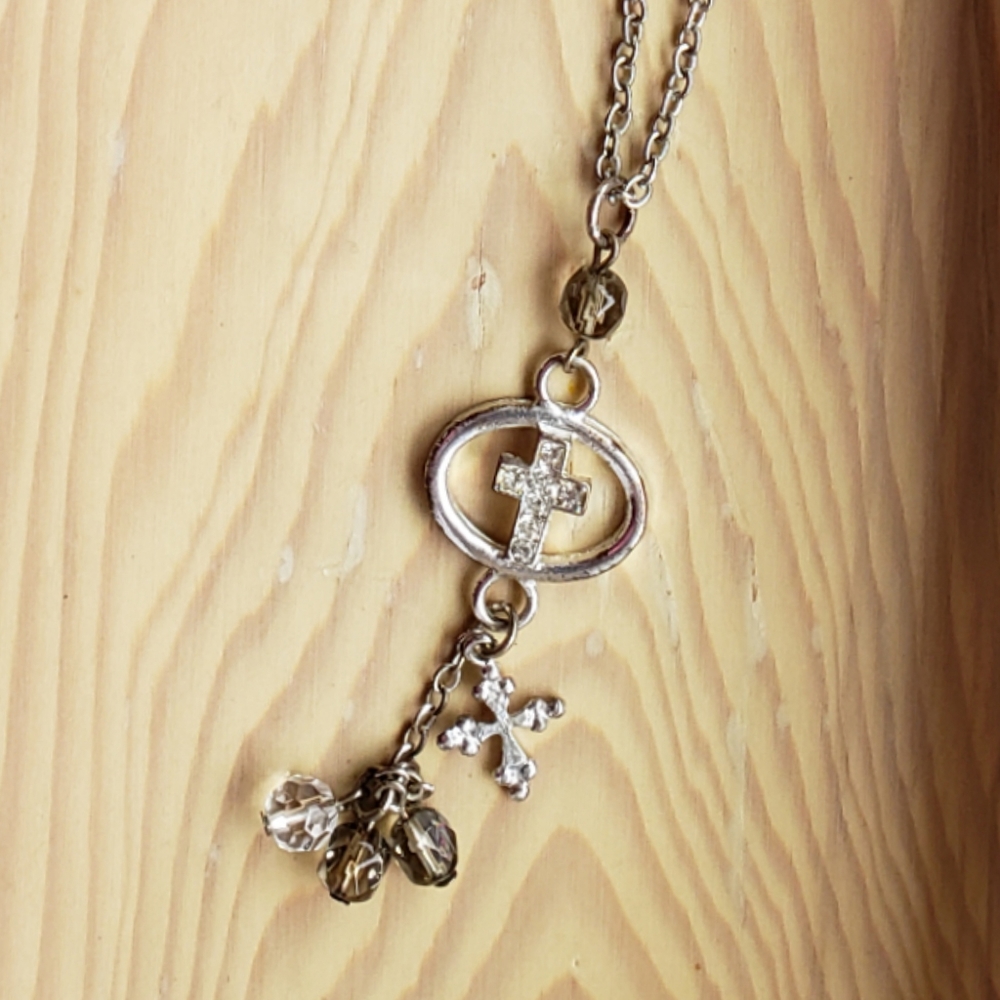NECKLACE Silver Color Cross Fashion Jewelry